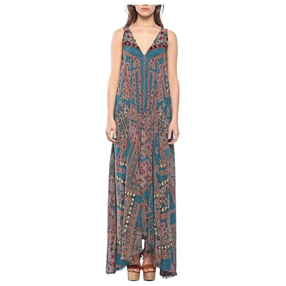 Anthropologie Hemant & Nandita Zarna Maxi Dress Teal S - Picture 4 of 15